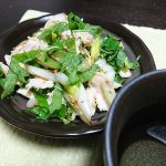 今夜の晩酌 ささみとネギの和え物