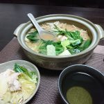 今夜は今秋初の鍋を熱々の焼酎でいただく